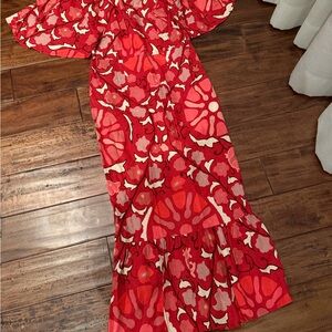 RHODE Scarlet Floral Midi Dress